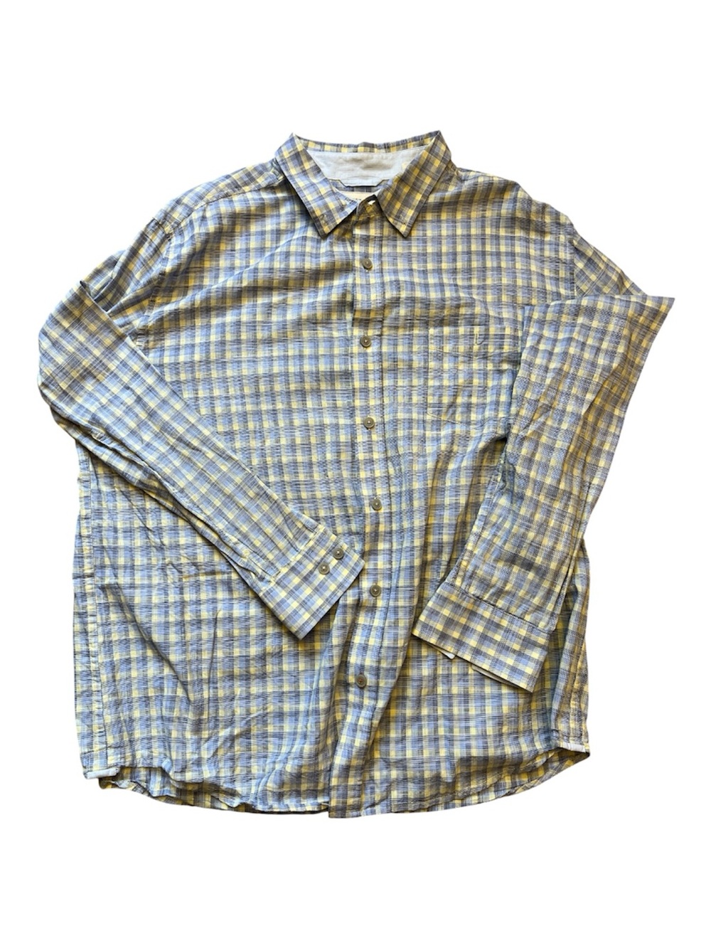 Weatherproof Vintage Men’s XXL Plaid Button Down Shirt Blue Yellow Button down